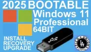 2025 Edition Bootable Windows 11 Professional 64Bit USB Service Install Recovery