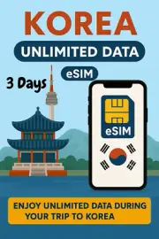 3 Days Best South Korea Unlimited esim Data Travel e sim High-Speed 5G /4G