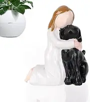 Dog Angel Figurines, Resin Pet Memorial Statues - Dog Memorial Statue Sculpture for Pet Memorial Sympathy Gift Sculpture for Dog Lovers Shelf, Bedroom, Den, Dormitory, Tabletop, Apartment (Black)