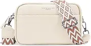 [Lushandy] Leather Crossbody Bags for Women Crossbody Camera Bag Purse Thick Strap Trendy Small Shoulder Bag with Guitar Strap