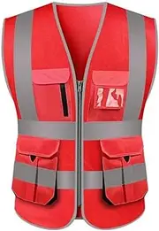 YaSao Reflective Vest, High Visibility Reflective Safety Vest Reflective Vest Multi Pockets Workwear Security Working Clothes Day Night Motorcycle Cycling Warning Safety Waistcoat