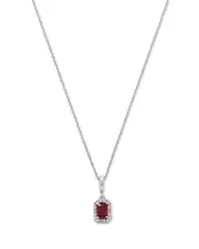 Bloomingdale's Fine Collection Ruby & Diamond Halo Pendant Necklace in 14K White Gold, 16
