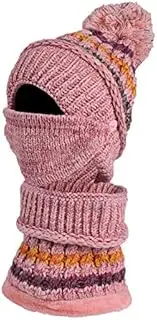 [Generic] Autumn and Winter Plush Color Matching Knitted hat bib mask Three Piece Cycling Warm Thickened Wool hat Female Winter