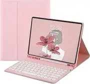 Jarttarn New iPad 10th Generation 10.9" Keyboard Case Cute Round Key Color Keyboard Wireless Detachable Keyboard Cover for iPad 10 10.9-inch 2022 (Pink)