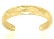 Solid 14k Gold Yellow White Diamond Cut Toe Ring Size 3 Adjustable