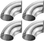 uxcell 4-Pack OD 3 Inch 90 Degree Mandrel Bend Elbow, Thicken 1.5 mm 304 Stainless Steel Exhaust Elbow Pipe for Car Modified Exhaust System, Stair Handrail Bend, Height 115 mm