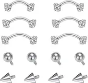 [AVYRING] 16g Rook Piercing Jewelry Gold Silver Eyebrow Rings Curved Barbell Daith Earrings for Women Horseshoe Septum Hoop Helix Earrings Surgical Steel Belly Button Rings Vertical Labret Lip Jewelry
