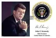 PRESIDENT JOHN F. KENNEDY "THINKER" PRESIDENTIAL SEAL AUTOGRAPHED 4X6 PHOTO