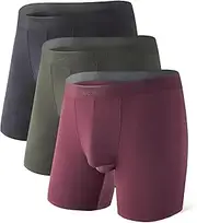 [DAVID ARCHY] Men's Micro Modal Dual Pouch Trunks Soft Separate Pouches Boxer Briefs