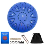 Catzon 11 Notes 6 Inches Steel Tongue Drum with Drum Mallets Carry Bag-Blue