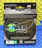 PowerPro Super8SlickV2 50lb 300yds Microfilament Braided Fishing Line Moss Green