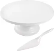 Bamboo Fiber Cake Stand 12 Inch with Cake Spatula, White