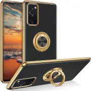 For Galaxy S20 FE 5G Ring Holder Case Edge Plating 360 Degree Rotation Kickstand