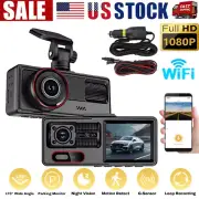 Dash Cam Car HD 1080P Front/Rear/Inside Dual Lens Video Recorder Camera G-Sensor