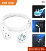 Slim 4 Ft Rotating Flat Plug Compact Extension Cord - 3 Outlet - UL Certified