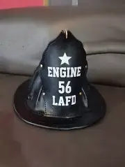 High Eagle Leather FIRE HELMET Engine 56LAFD Rustic Black _ Collectible Gift