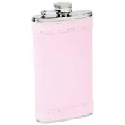 Pink Faux Leather Wrap 6oz Stainless Steel Flask with Polished Finish