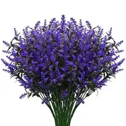 12 Bundles Artificial Lavender Fake Flowers Outdoor UV Resistant Plants Purple