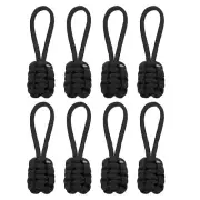 16Pcs Zipper Pulls Replacement, 80 x 3mm Polypropylene Rope Zipper Heads, Black