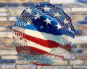 10" Waving American USA Flag Hanging Wind Spinner Yard Decor 3D Kinetic rws-014