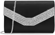 [Milisente] Women's Clutch Purse Rhinestone Clutches PU Leather Evening Bags For Party Wedding
