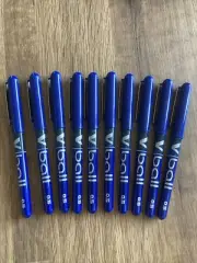 Pilot V-Ball 0.5mm Pure Liquid Ink Rollerball Pens Blue, PKT 10 PENS (BRAND NEW)