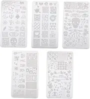 LALAFINA Diy Manicure Template Set 5pcs Reusable Nail Stamping Plates Halloween Patterns Nail Art Print Template