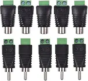 Lemoy 10-Pack Phono RCA Male and Female Plug to AV Screw Terminal Audio/Video Connector Adapter (5 Male & 5 Female)