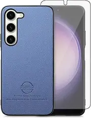[Asuwish] Mobile Phone Case for Samsung Galaxy S23 5G Case with Tempered Glass Screen Protector Glass Leather S 23 23S S23 Case Mobile Phone Cases Protective Glass Tempered Glass Screen Protector Phone