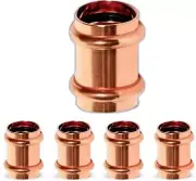 Propress Fitting Copper Coupling 1/2” Zero Lead Copper Coupling with Stop 5 pack