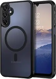 [GUAGUA] for Samsung Galaxy A15 Case Magnetic [Compatible with MagSafe ] Wireless Charging Samsung A15 Cover, Anti-Fingerprint Slim Matte Back Shockproof Protective Phone Case Galaxy A15 (2024), Black