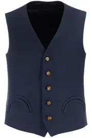 [BLAZE MILANO] BLAZE MILANO women's blue wool vest with v-neck 0 Blue