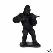 Decorative Figure Gorilla Violin Black 17 x 41 x 30 Cm 3 Units