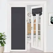 DWCN Blackout Door Curtains - Privacy Thermal Insulated Tricia Door Window Curtains for Patio French Door Front Door Sidelight Curtain Tie up Shade,W66cm x D172cm,1 Panel,Dark Gray
