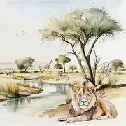 20 Napkins Animal Motifs Lions in Savannah Table Decoration Paper Napkins with Motif Also for Decoupage and Decoupage 33 x 33 cm