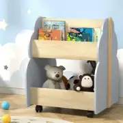 Kids Toy Box, 2 Tiers Bookshelf Children Toys Storage Organiser Bookcase Furnitu