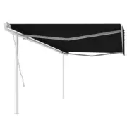 Manual Retractable Awning with Posts 5x3m Anthracite Outdoor Shade Canopy