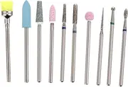 GANAZONO 10Pcs Nail Drill Set Tungsten Grinding Heads for Manicure Polishing Machine Tool for Natural Artificial Nails present for Beginners Professionals