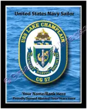 USS Lake Champlain CG 57 Personalized Ship Crest Print on Canvas 2D Effect