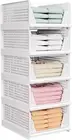 5 Pack Folding Closet Organizers Storage Box, Stackable Storage Bins, Plastic Dr