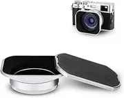 Camera Lens Hood JJC Lens Shade Set for Fuji Fujifilm X100F X100T X100S X100 X 70 Replaces Fujifilm LH-X100 AR-X100 Hood with a Hood Cap & Adapter Ring -Silver