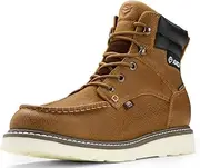 [SUREWAY] Men 6 Inch Waterproof Soft Toe Work Boots - Moc Toe,Construction Industrial Safety Leather Work Shoes,Oil/Slip Resistant Comfortable Wedge Outsole,EH Rated,Goodyear Welt,Lace Up,Heavy Duty