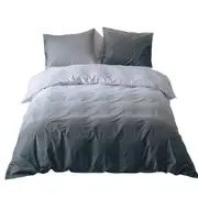 Gradient Colour Doona Quilt Duvet Cover Set Queen King Size Bedding - Gradient Grey
