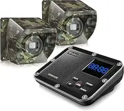 1800 Ft Wireless Outside Driveway Alarm Outdoor Motion Sensor & Detector Driveway Alert System, Rechargeable Battery/Weatherproof/Mute Mode/Clock and Alarm Functional (1&2-Camouflage)