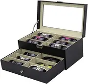 [HAMKVBPR] Sunglasses Storage Box Double Layer Glasses Case Sunglasses Case Leather Display Case Eyewear Display Case