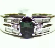 Vintage 1.66CT Platinum Natural Cut White Diamond Alexandrite Engagement Ring