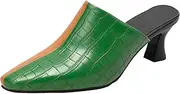 Vrupons Fashion Women Mules with Special Heels and Closed Toe, Green, 3