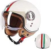Sommer Vintage Open Face Motorcycle Helmet, ECE Approved 3/4 Retro Moped Half Helmet with Visor for Adult Women Men, Women's Design Helmets for Scooter