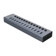 [BT2U3-13AB-AU-GY-BP] 13 Port USB3.0 Aluminum Alloy Hub, w/ Individual Switches