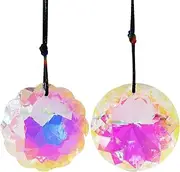 Sun Catchers with Crystals, 2Pcs 23.6 Inch Flower Shaped Hanging Crystals Colorful Prism Crystal, Prism, Prisms for Windows, Crystal Sun Catchers Indoor Window-